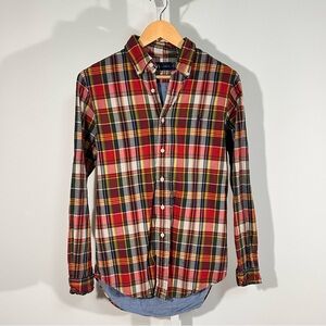 Ralph Lauren Red Green Plaid Cotton Button-Down Shirt